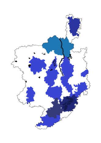 Carte des projets ayant abouti à la vectorisation des forêts de cartes anciennes.