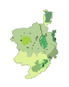 Carte de localisation des projets incluant des descriptions de peuplements forestiers.