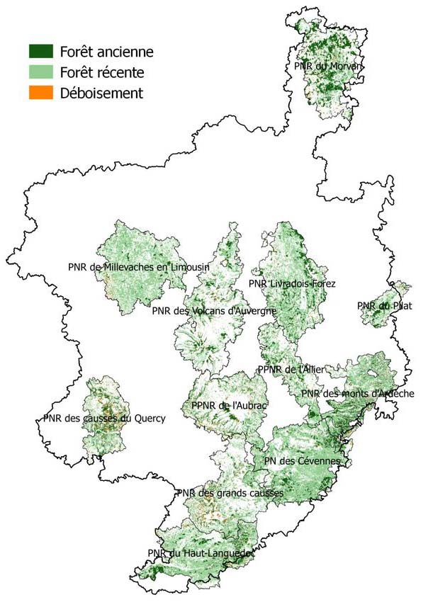 Carte des parcs naturels regionaux et nationaux