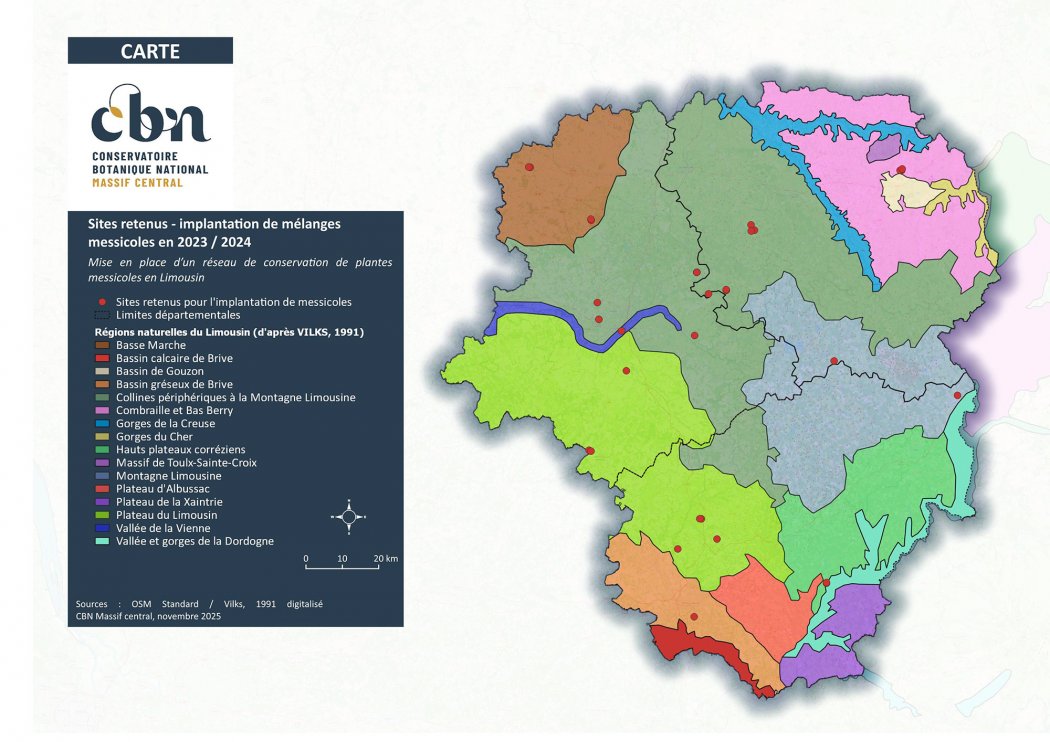 Carte des parcelles messicoles