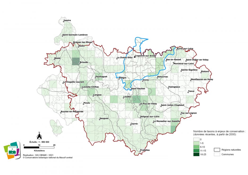 Taxons à enjeux de conservation des Plateaux du Forez