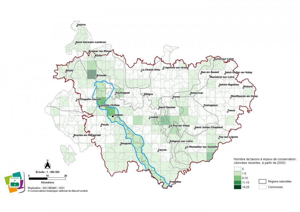 Taxons à enjeux de conservation de la Vallée et gorges du Haut-Allier
