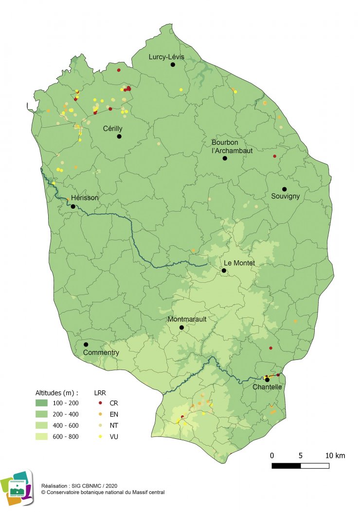 Taxons menacés de la Forêt et bocage bourbonnais