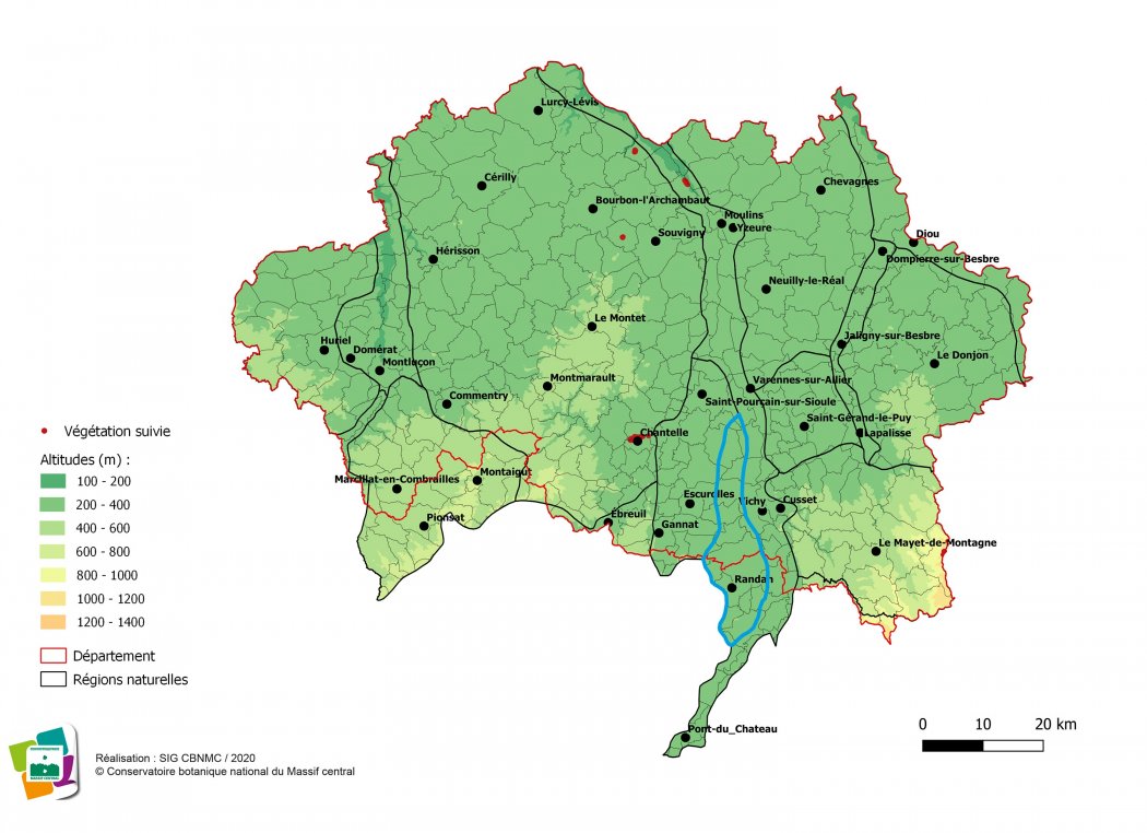 Suivi de végétations et d'habitats de la Forêt et bocage du Val d'Allier vichyssois