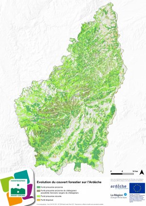 Carte des forêts anciennes d'Ardèche